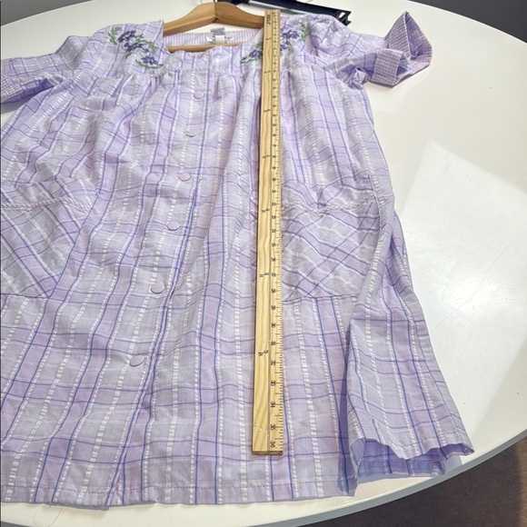 Croft & Barrow House Dress Purple Plaid Button-Up Dress with Floral Embroidery - Picture 6 of 6